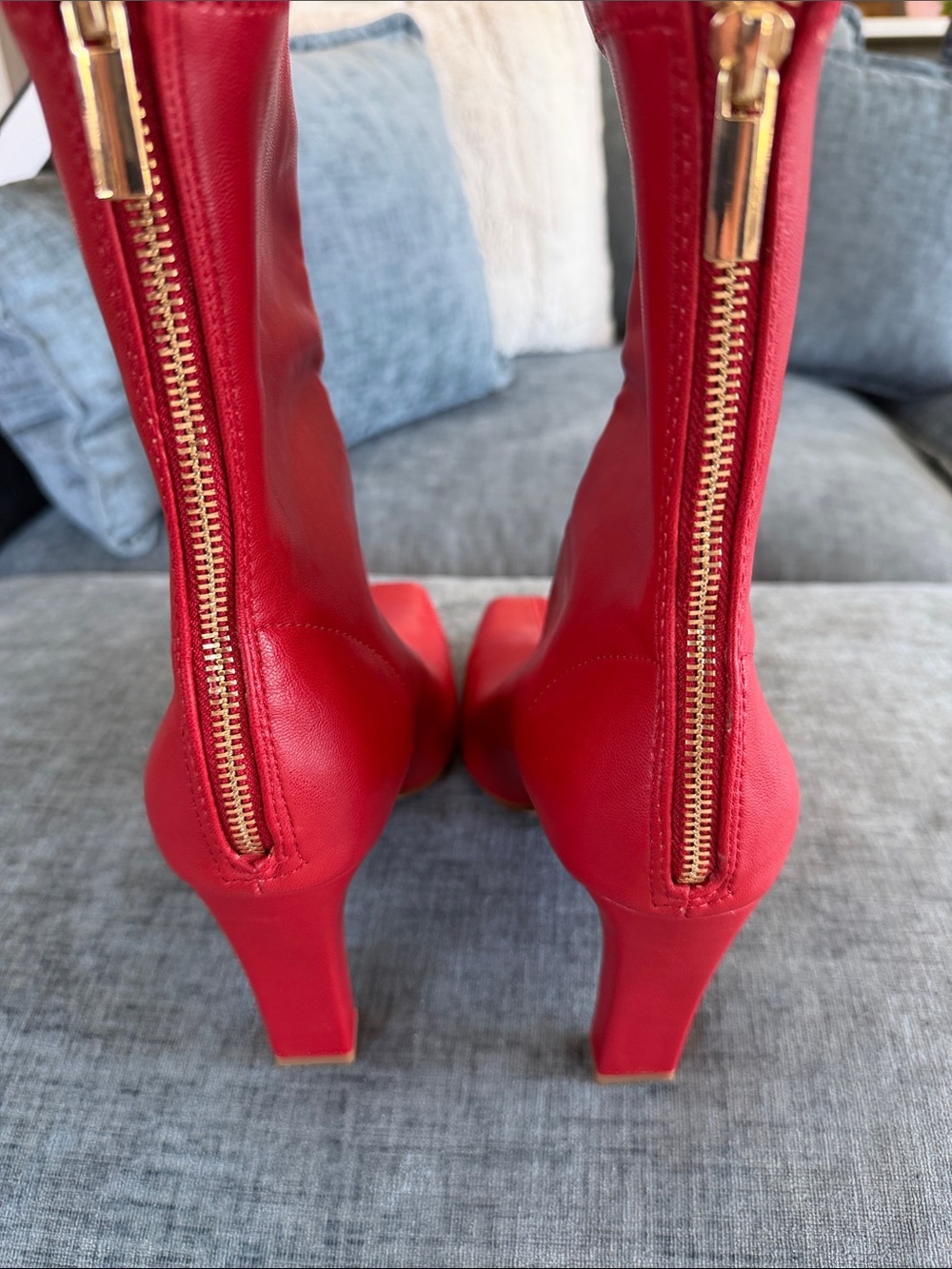 Steve Madden Khelan Red Leather Ankle Boots Size 11 - Picture 4 of 8